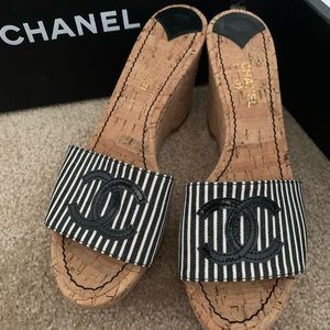 CHANEL cork wedges